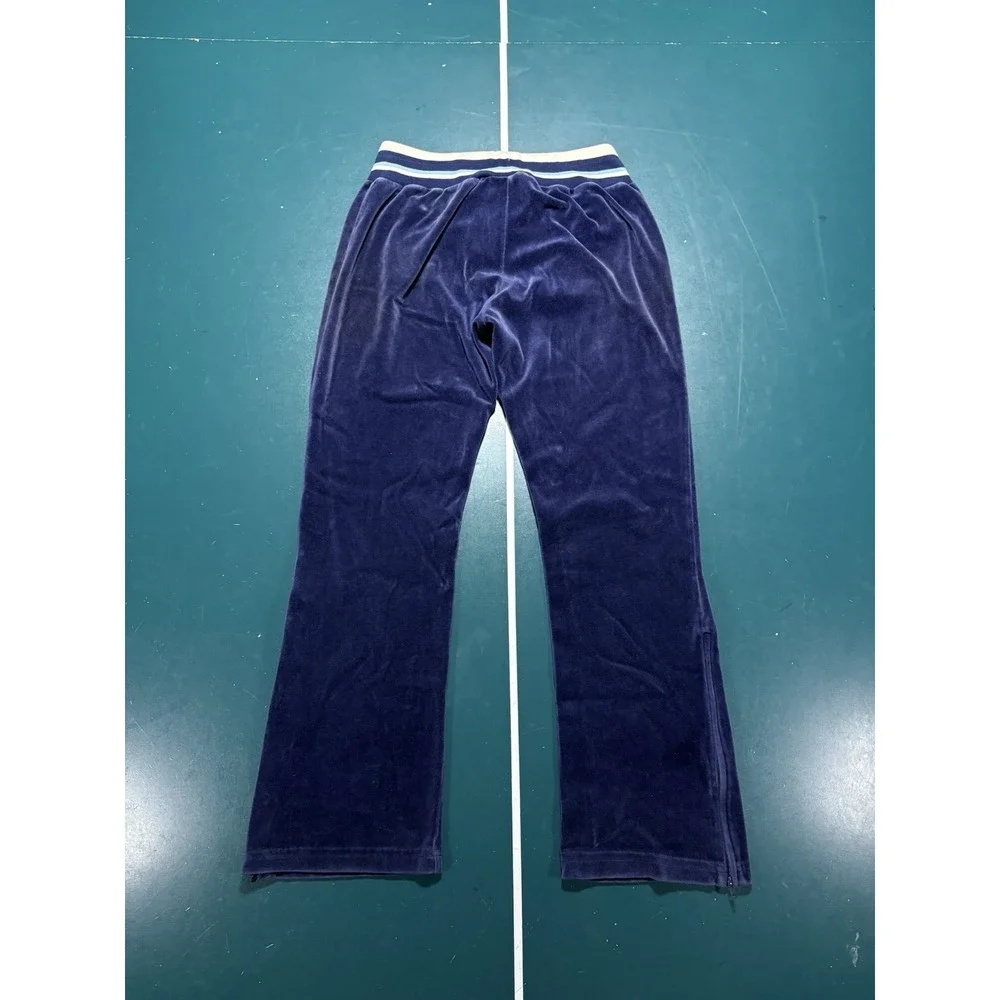 Vintage Nike Velour Tracksuit Womens M Blue Striped Jacket Pants Set Velvet Y2K